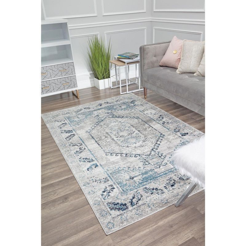 Misty Smoke Rectangular Synthetic Stain-Resistant Area Rug