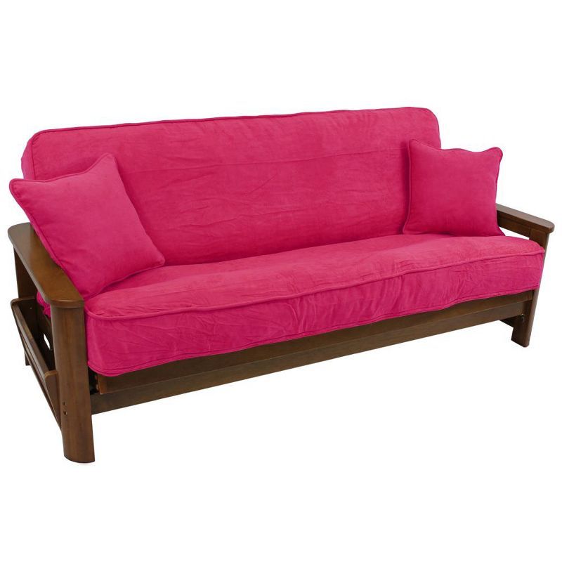 Berry Pink Microsuede Double Corded Full Futon Cover Set