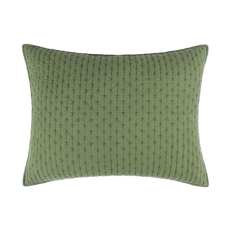 Forest Green Cotton Cross Stitch Standard Sham