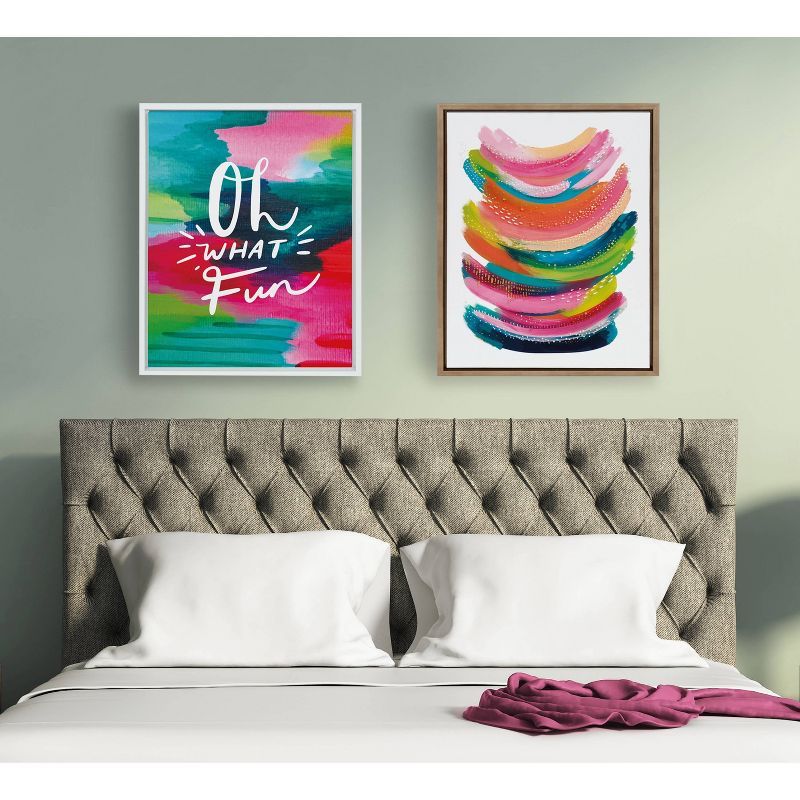 Bright Abstract Colorful Framed Canvas Wall Art 18" x 24"