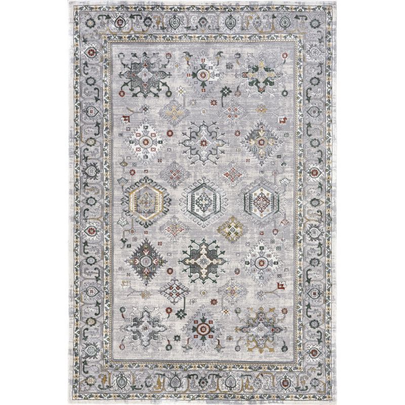 Beige Traditional Bordered 3x5 Chenille Area Rug