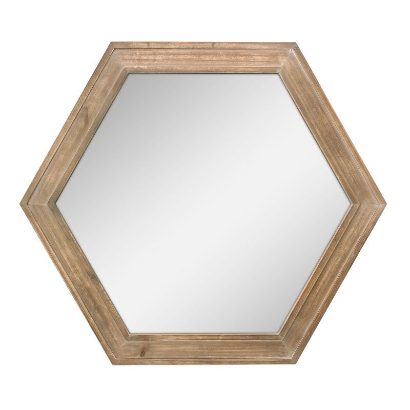 Rustic Hexagon 24" Natural Wood Frame Wall Mirror