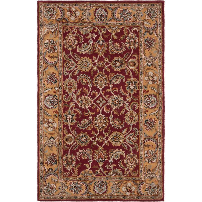 Regal Elegance Round Red and Gold 5' Wool Area Rug