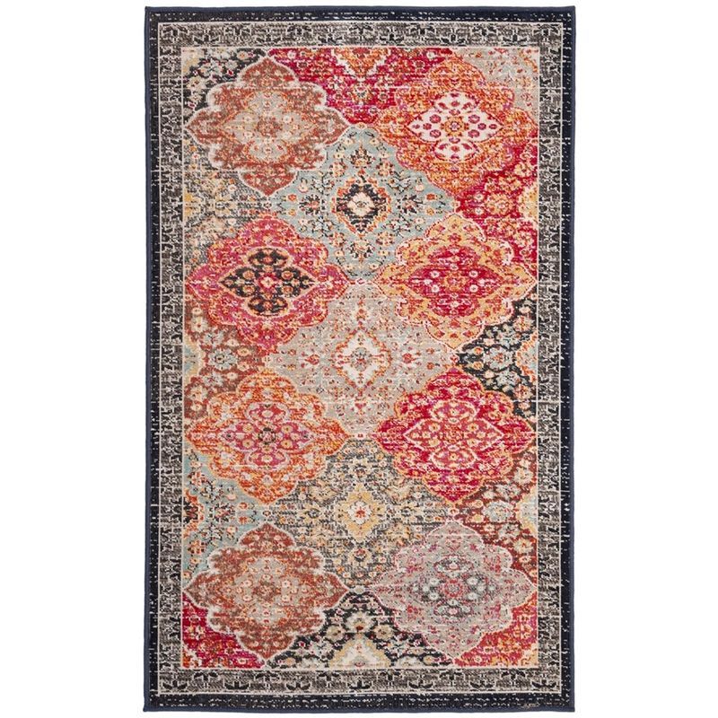 Reversible Red Synthetic Rectangular Easy-Care Area Rug, 3' x 5'