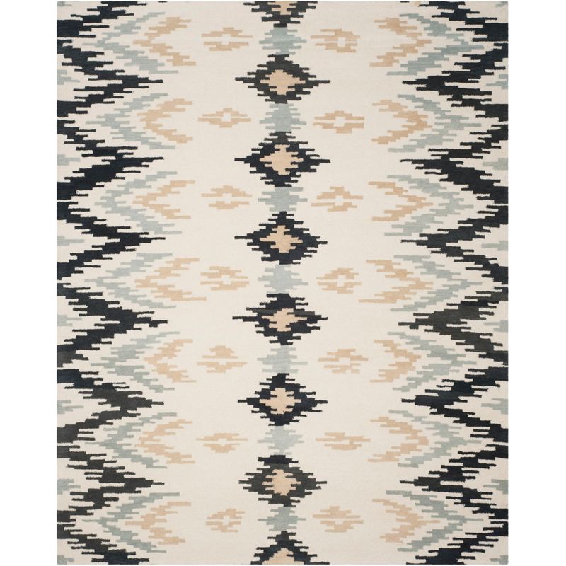 Ivory and Dark Grey Hand Tufted Wool Area Rug