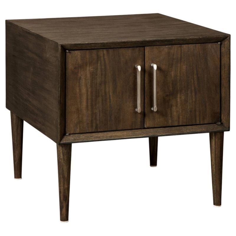 Modern Kisper Dark Brown Wood End Table with Storage