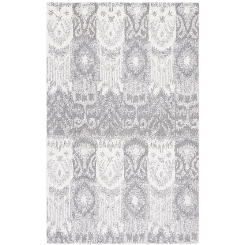 Ivory and Gray Hand-Tufted Wool 4' x 6' Area Rug