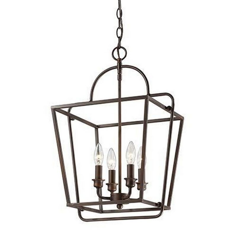 Elegant Rubbed Bronze 4-Light Pendant with Matte Black Accents