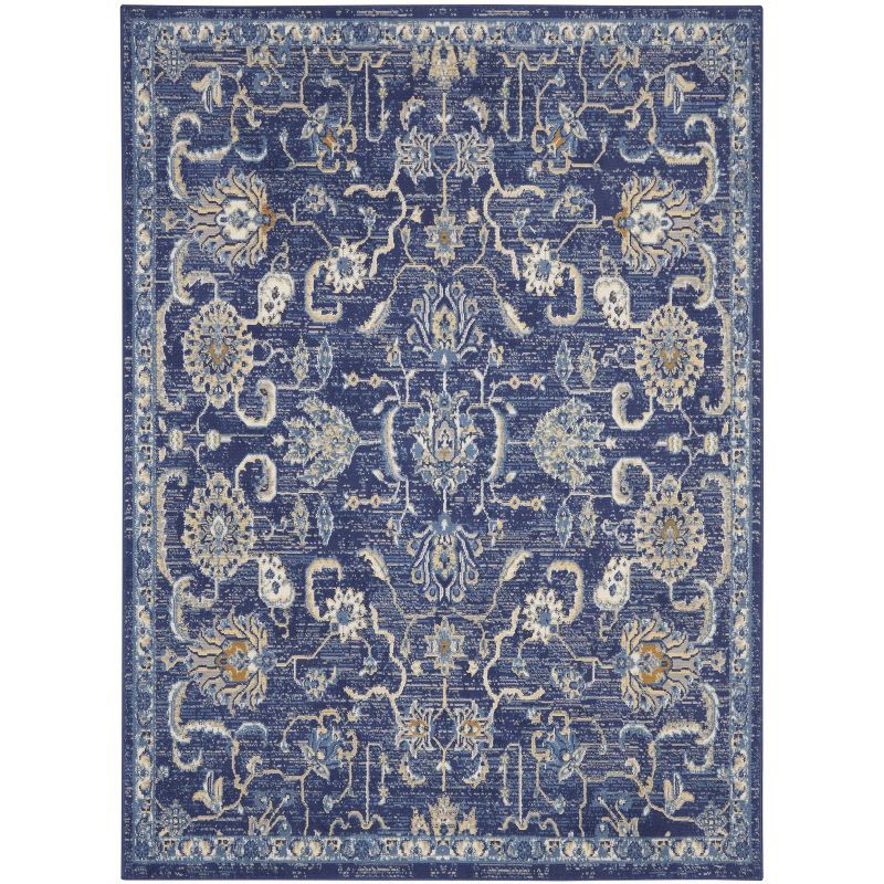 Navy and Beige Persian Style 6' x 9' Area Rug