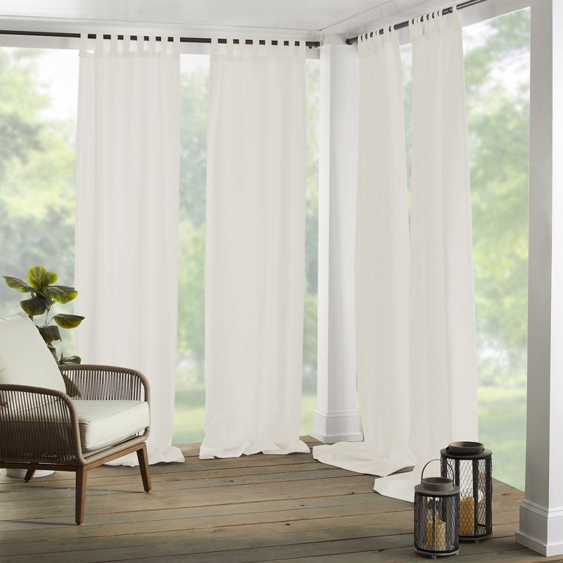 Ivory Light-Filtering Polyester Tab Top Window Panel