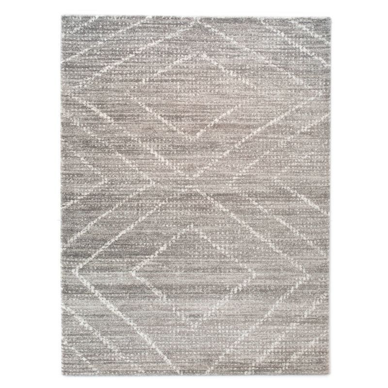Taupe 8' x 10' Rectangular Synthetic Geometric Area Rug