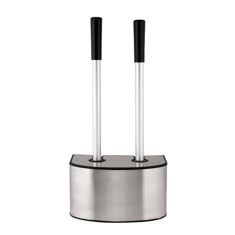 Stainless Steel 2-in-1 Toilet Brush and Plunger Set with Holder