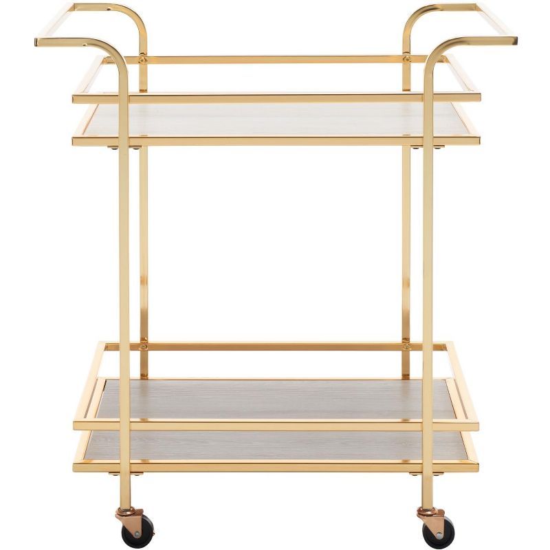 Lameris 33" Polished Gold and Grey 2-Tier Bar Cart with Handles