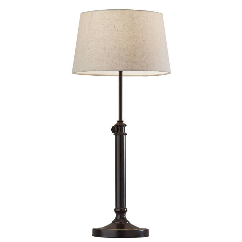 Antiqued Black Adjustable Metal Desk Lamp Set with Textured Fabric Shade