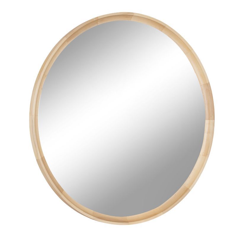 Hatherleigh 34-Inch Round Natural Wood Bathroom Vanity Mirror