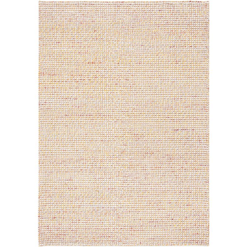 Ivory and Gold Hand-Knotted Wool 8' x 10' Area Rug