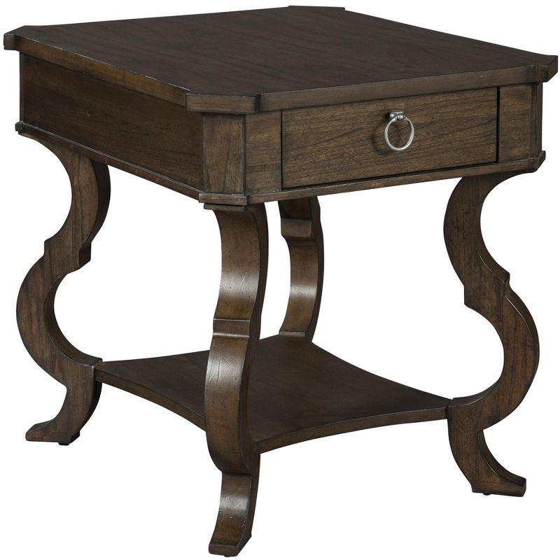 Traditional Black and Gray Wood End Table with Storage