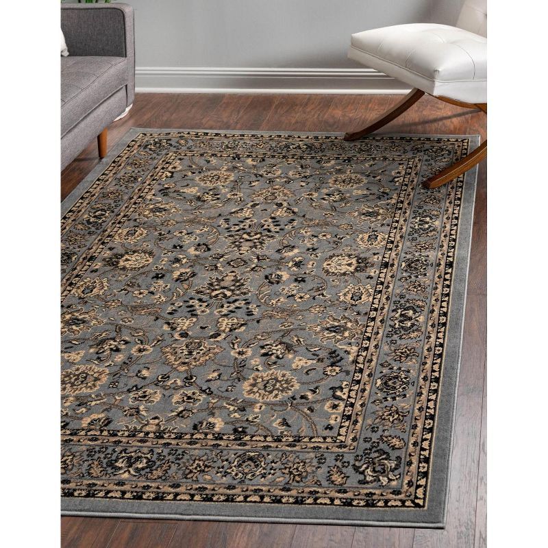 Elegant Gray and Ivory Rectangular Synthetic Rug