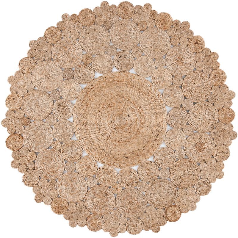 Boho Charm Hand-Knotted Natural Jute 5' Round Area Rug