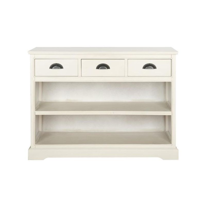 Transitional Prudence 39" White Bookshelf Console with 3 Drawers