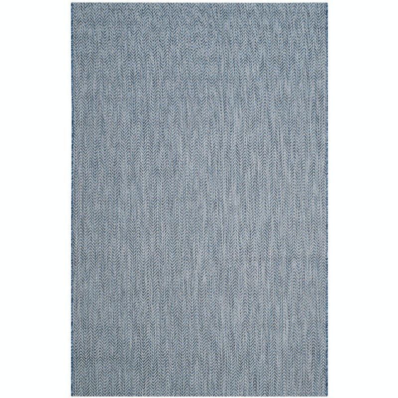 Navy and Grey Chevron Indoor/Outdoor Synthetic Area Rug