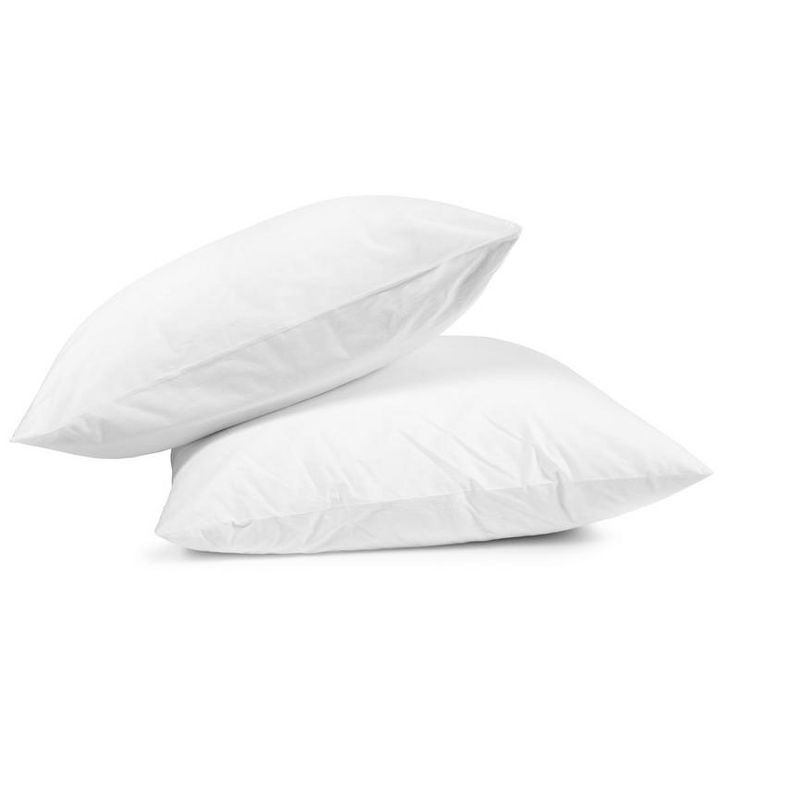 Queen Size Firm White Down Pillow Set with Cotton Shell