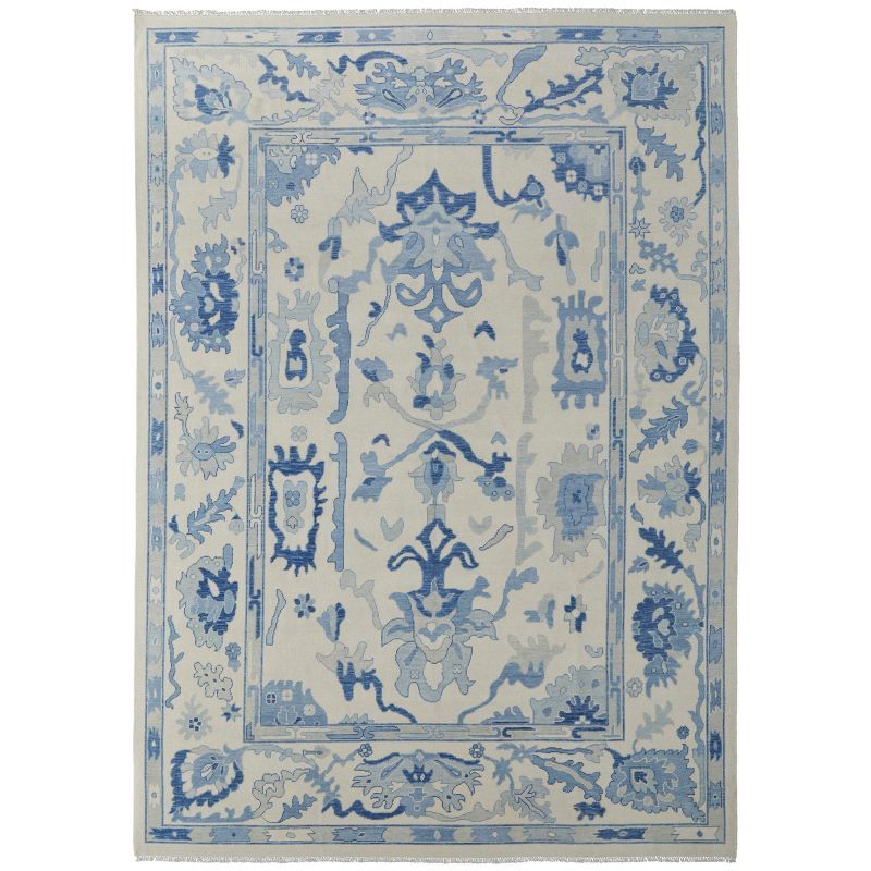 Karina Blue and Ivory Hand-Knotted Wool Area Rug