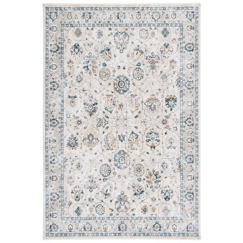 Ivory and Light Beige Hand-Knotted Synthetic 4' x 6' Area Rug