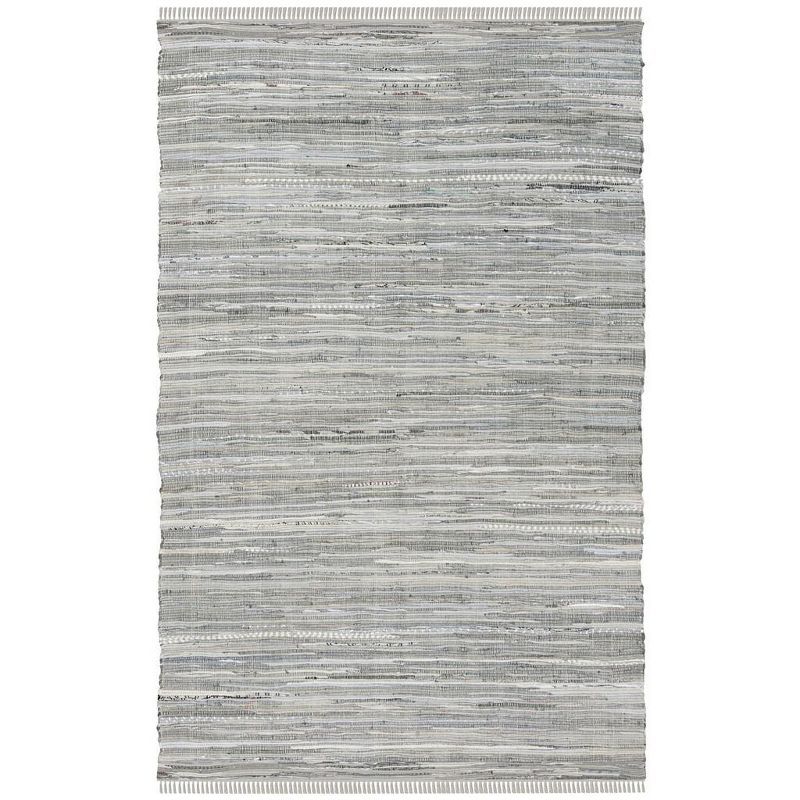 Gray Handwoven Cotton Stripe Area Rug, 6' x 9'