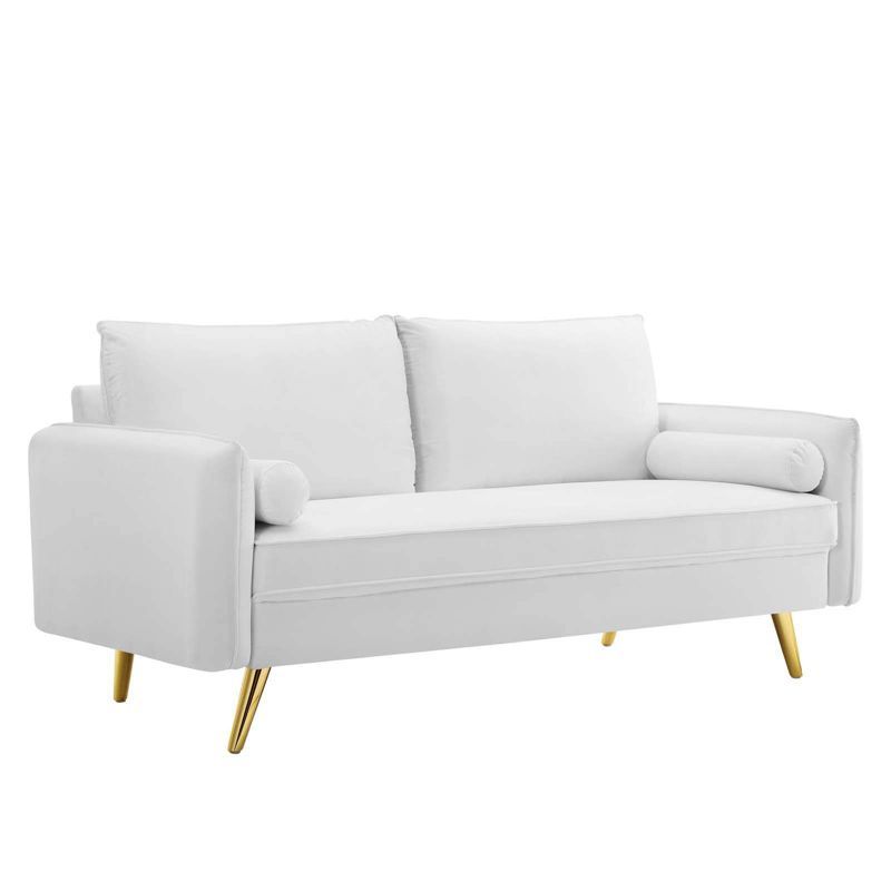 Revive 72" White Velvet Sofa with Removable Cushions