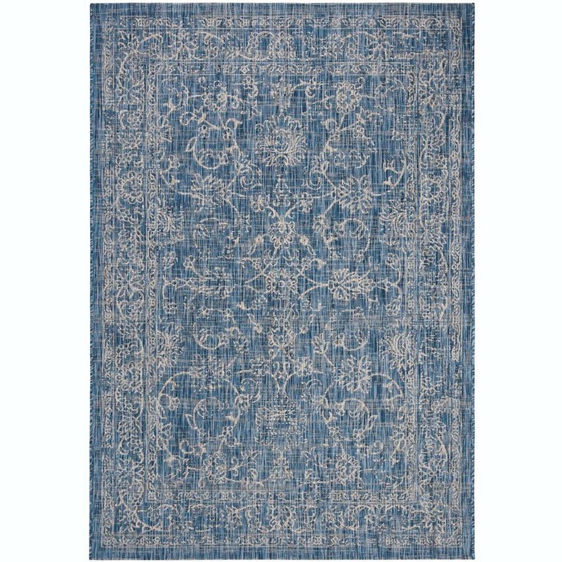 Aquata Navy and Ivory Rectangular Synthetic Area Rug