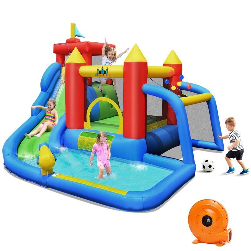 Colorful Inflatable Bounce House with Slide and Pool