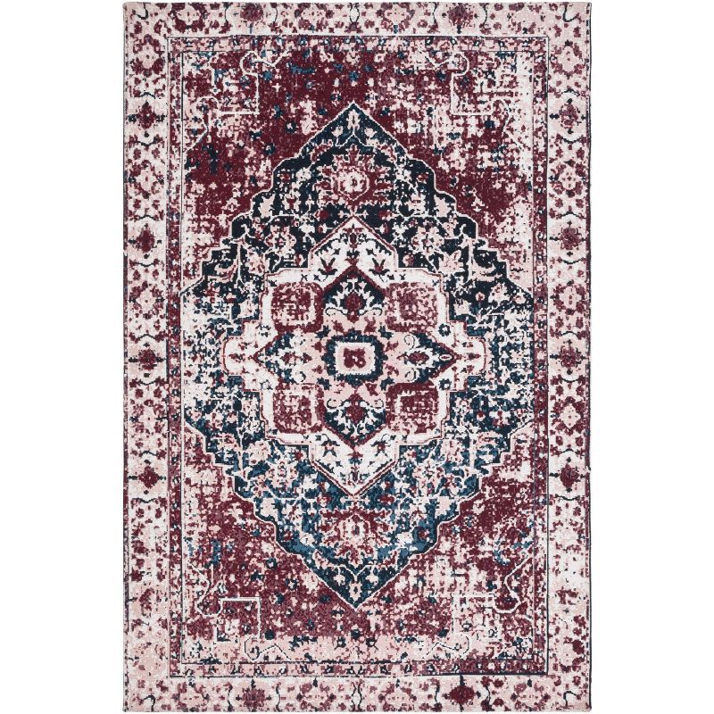 Heirloom Red Cotton Blend 24" Rectangular Easy Care Rug