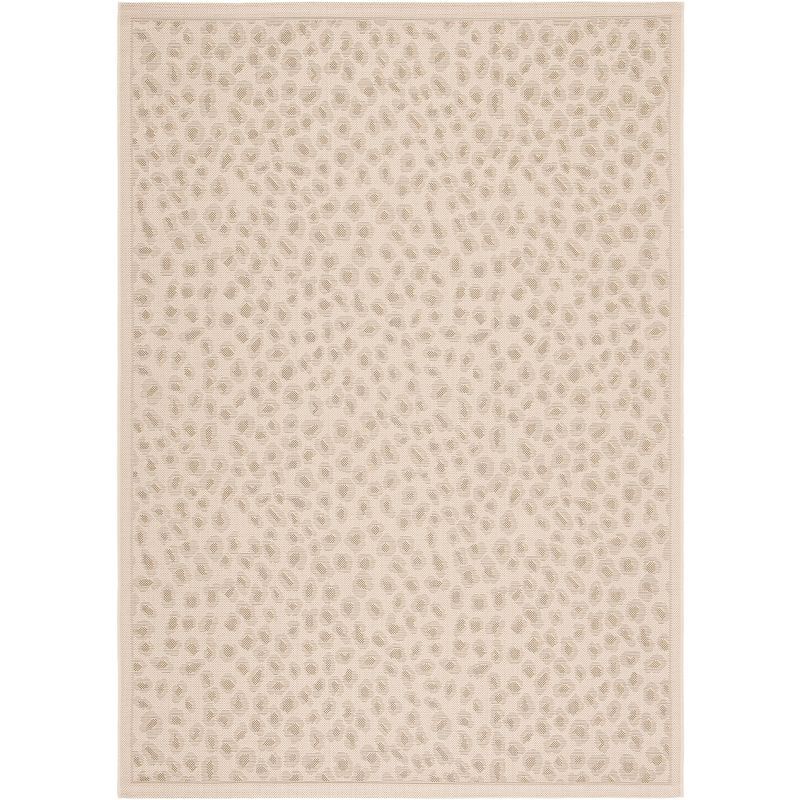 Courtyard Beige & Gold Synthetic 8' x 10' Easy-Care Outdoor Rug