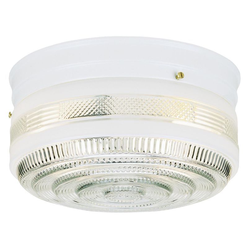 White Glass Drum Flush Mount Ceiling Fixture