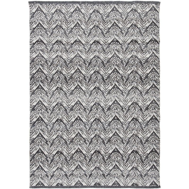 Handmade Brown and Charcoal Wool Chevron Area Rug, 4' x 6'