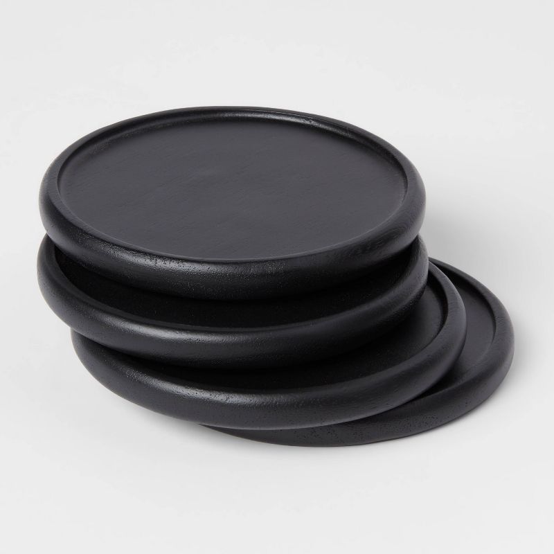 Black Acacia Modern Round Coasters Set of 4