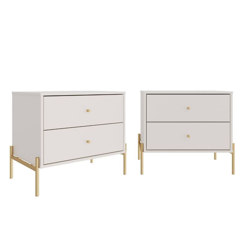 Jasper Off White Engineered Wood Nightstands with Gold Accents (Set of 2)