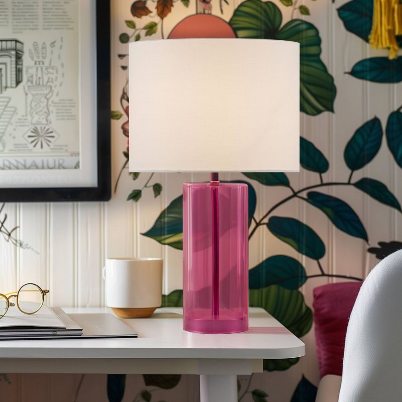 Neonova Pink Glass Table Lamp with White Shade