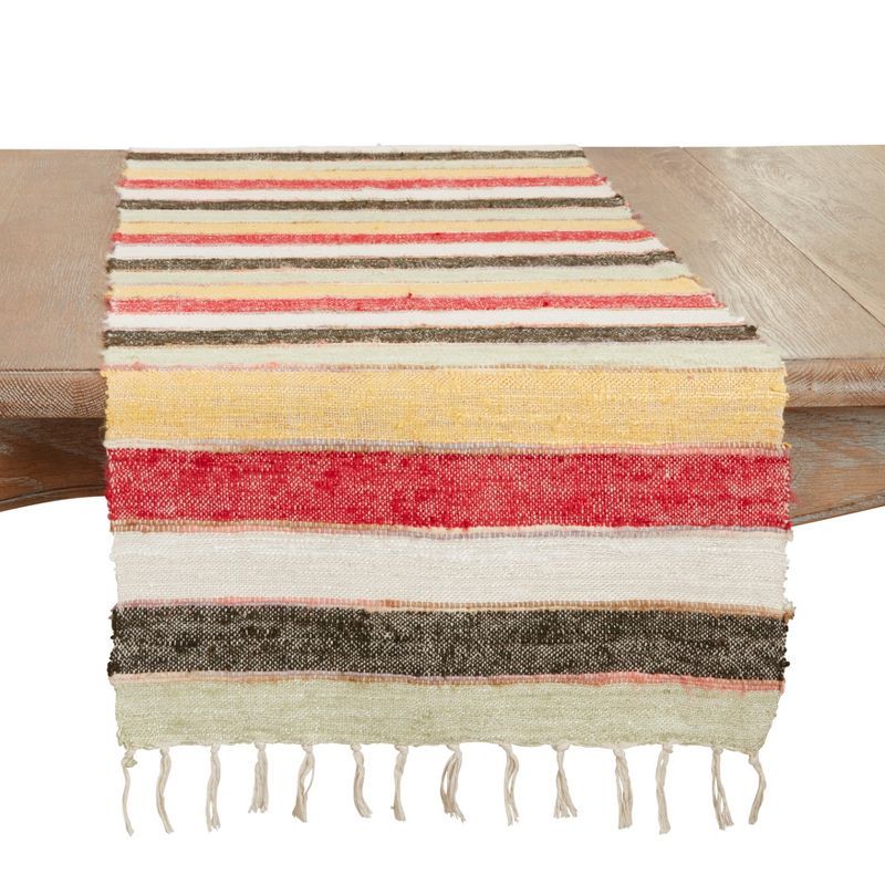 Colorful Cotton Striped Table Runner with Fringe