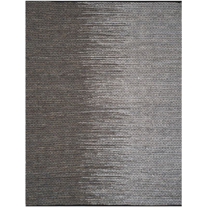 Handmade Light Grey and Grey Cowhide Flat Woven 8' x 10' Area Rug