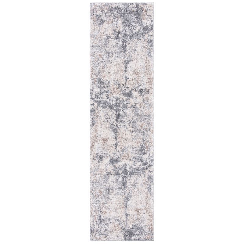 Gray Abstract Hand-knotted Synthetic Area Rug, 2' x 5'