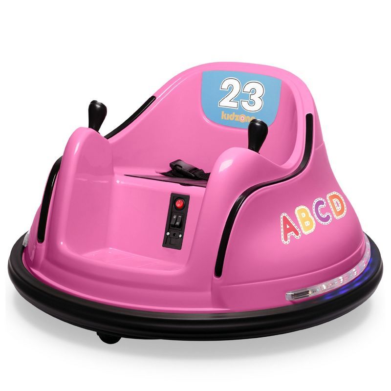 Kidzone Pink 12V Electric Ride-On Bumper Car with LED Lights