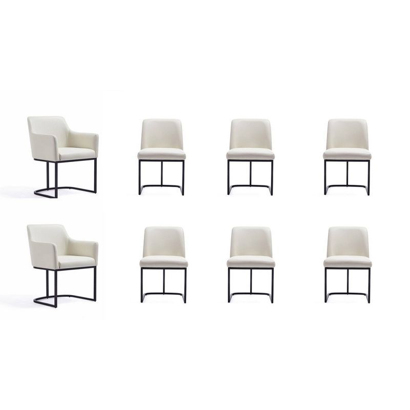 Serena Cream Leatherette Upholstered 8-Piece Dining Chair Set