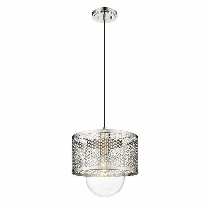 Polished Nickel Glass Indoor/Outdoor Pendant Light