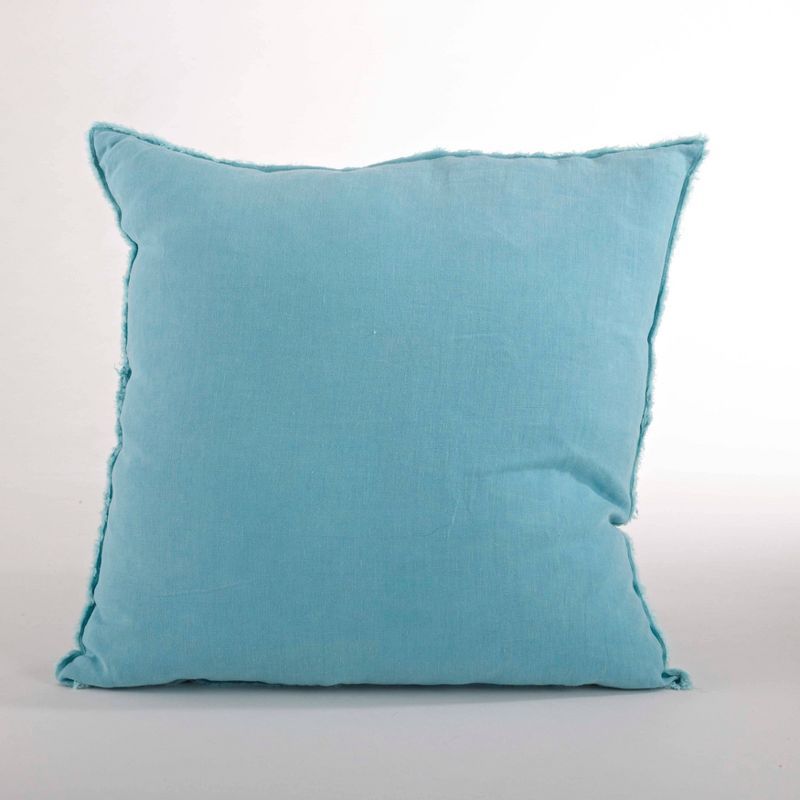 27" Embroidered Linen Square Throw Pillow Set - Ocean Blue