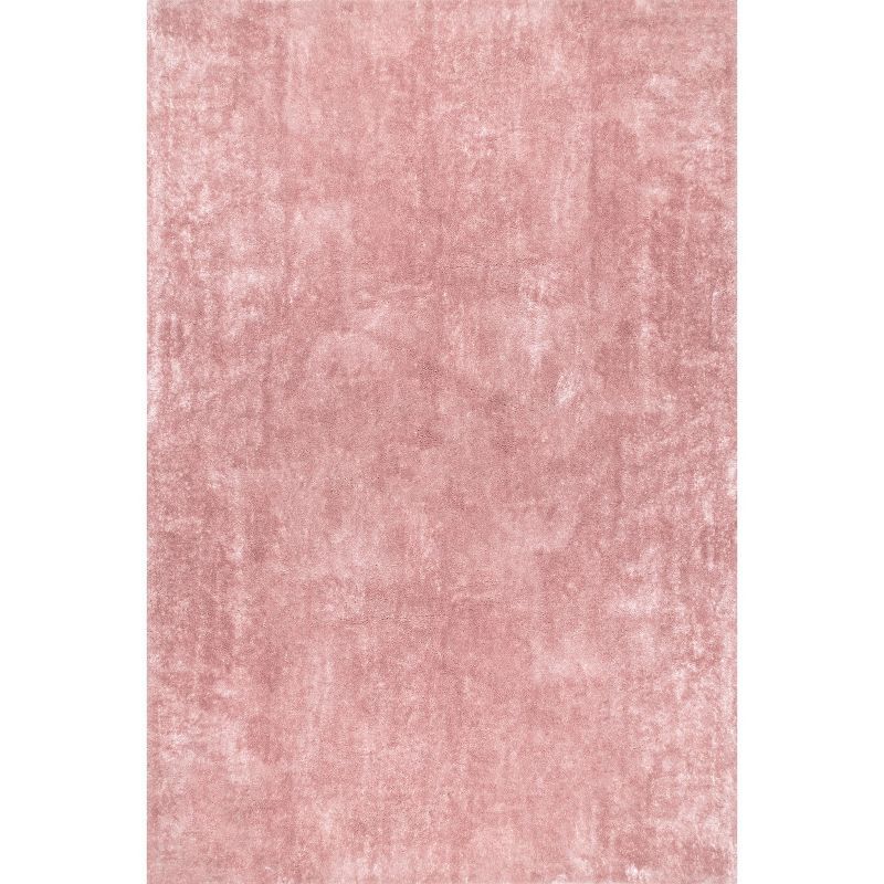 Loni Pink 3' x 5' Machine Washable Solid Shag Area Rug