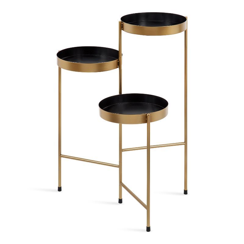 Finn Black and Gold Metal Tri-Level Plant Stand