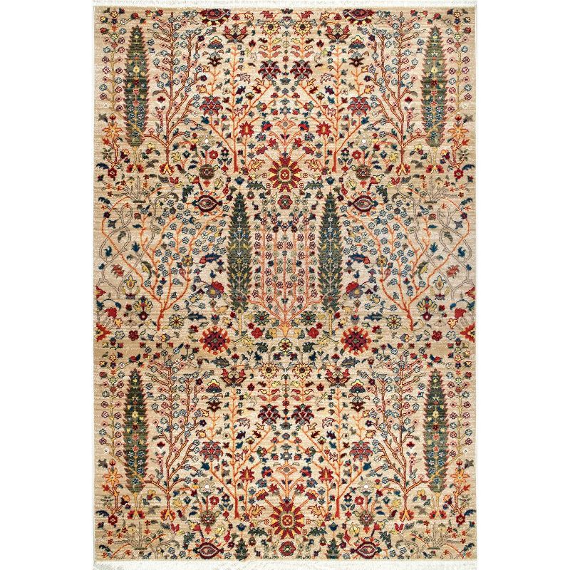 Olive Rectangular Synthetic Fringe Area Rug