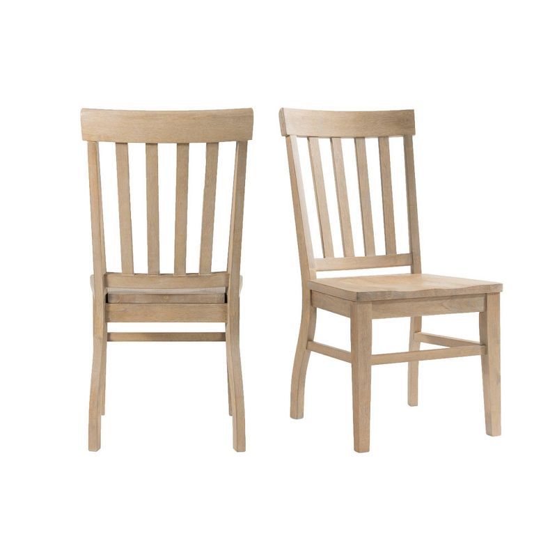 Beige High Back Slat Wood Side Chair Set